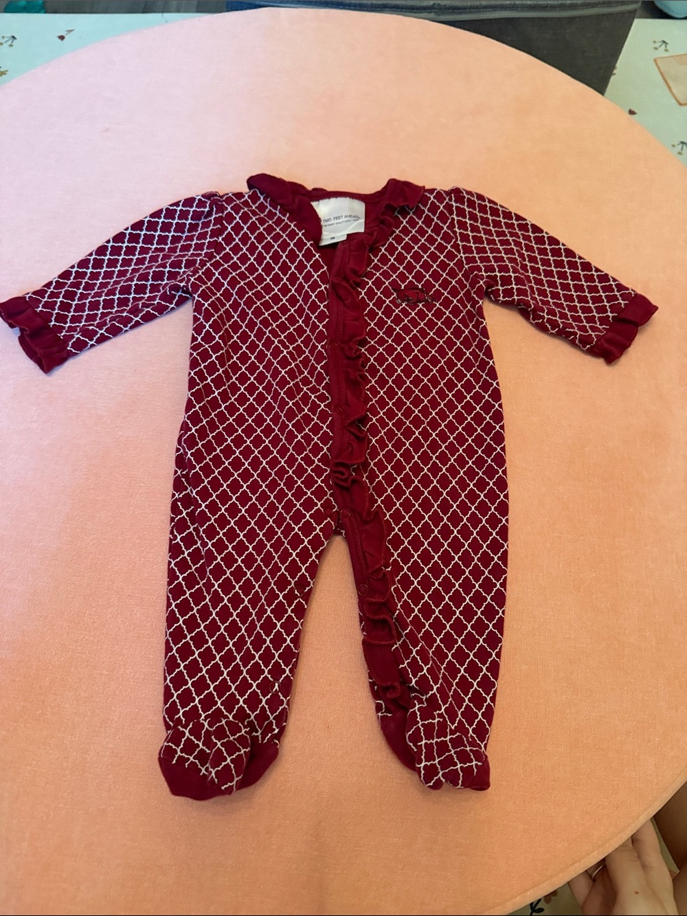 Arkansas Razorback Burgundy Diamond Ruffle Footed One-Piece